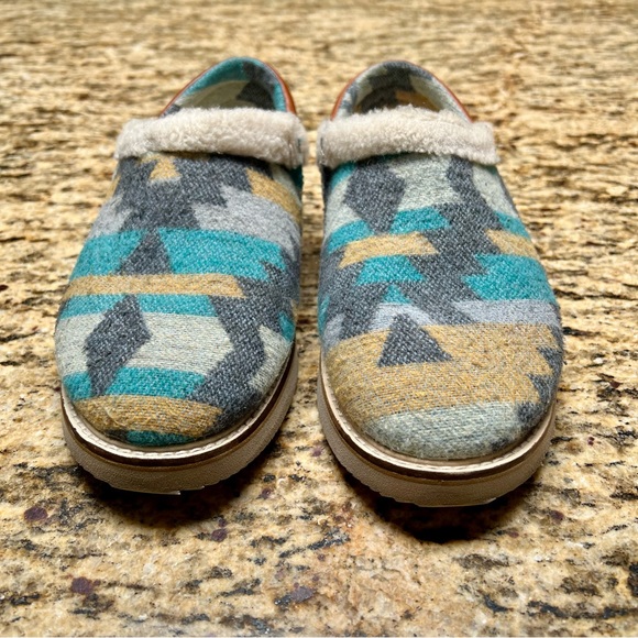 Womens Southwest Print Sanuk Mules Faux Fur Lined Clogs Shoes‎ - Picture 5 of 8